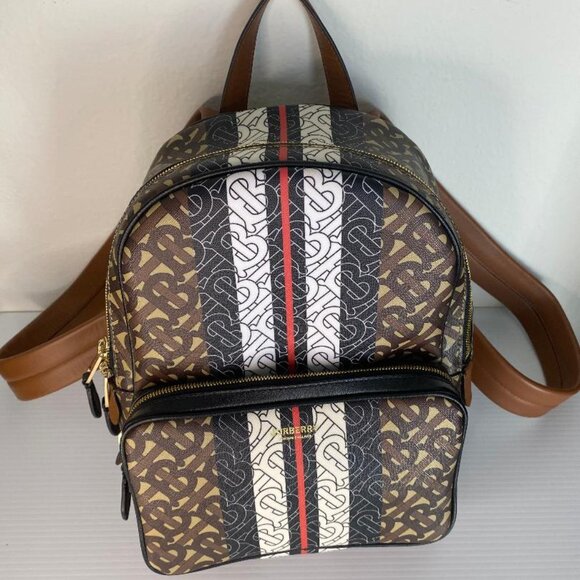 Burberry Backpack Brown E Canvas w/ Printed TB Motif- Never Worn - Picture 1 of 10